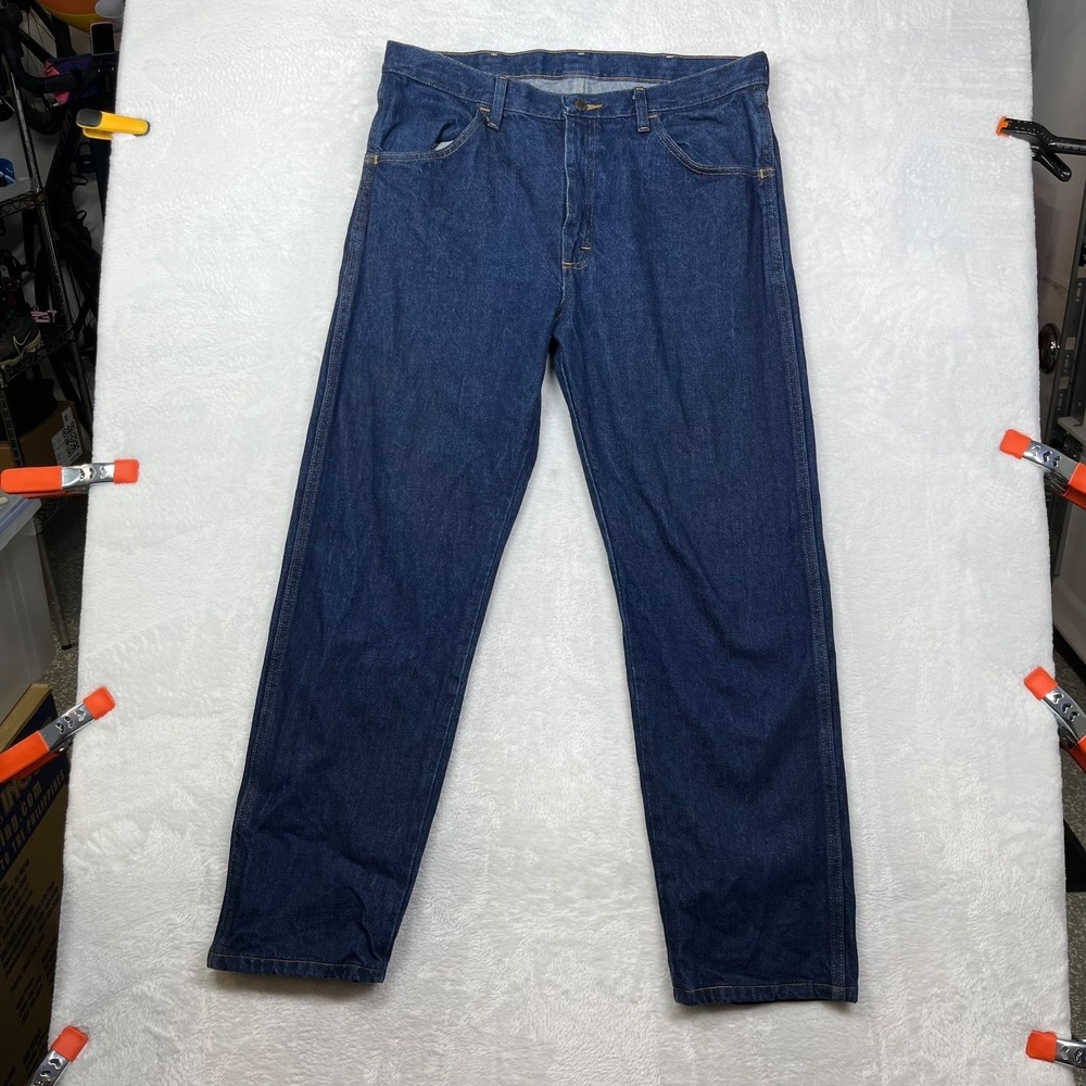 Rustler Jeans Men's Blue Denim Pockets Mid Rise Classic Straight Zip Fly - 36X30